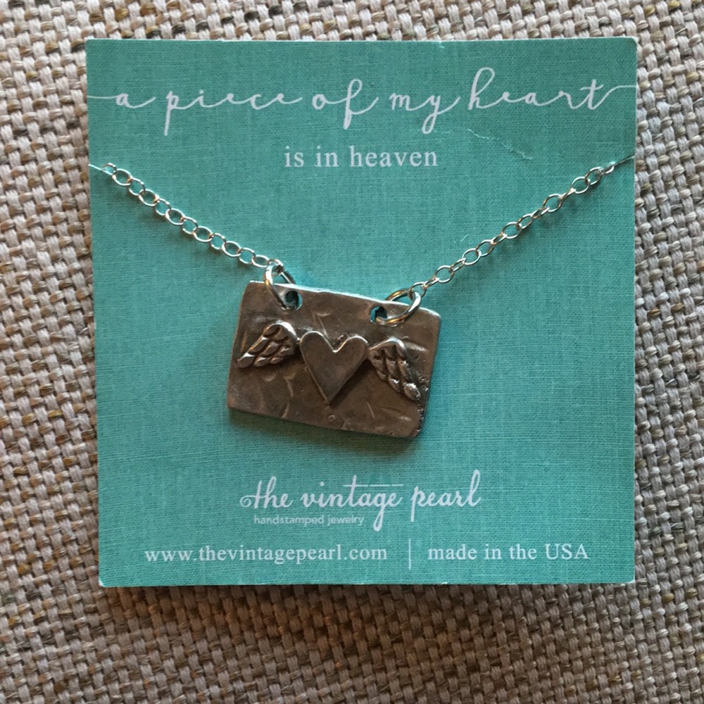 The Vintage Pearl hand stamped jewelry A piece of my heart is in heaven
